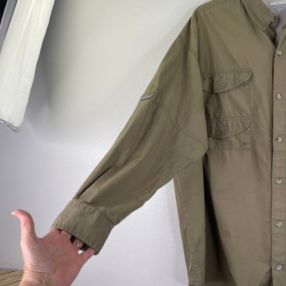 Columbia Sportswear Company PFG Khaki Beige Long Sleeve Button Up Men's Shirt 2X - Picture 5 of 16